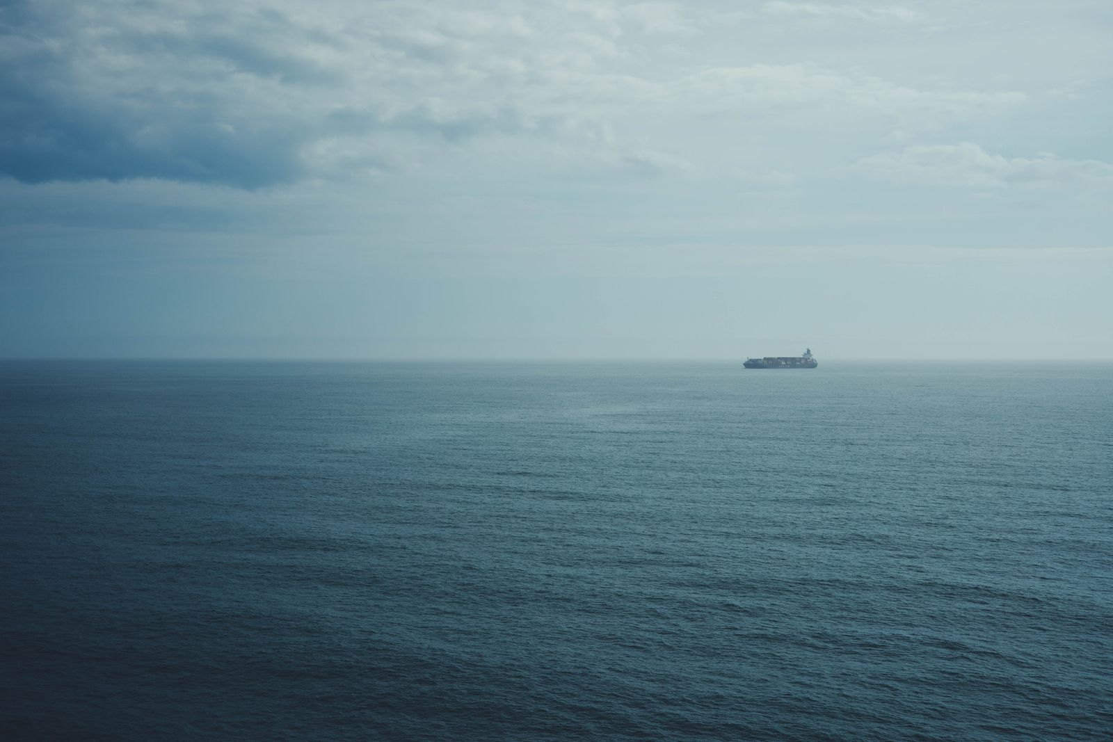 Bulk cargo vessel underway at sea